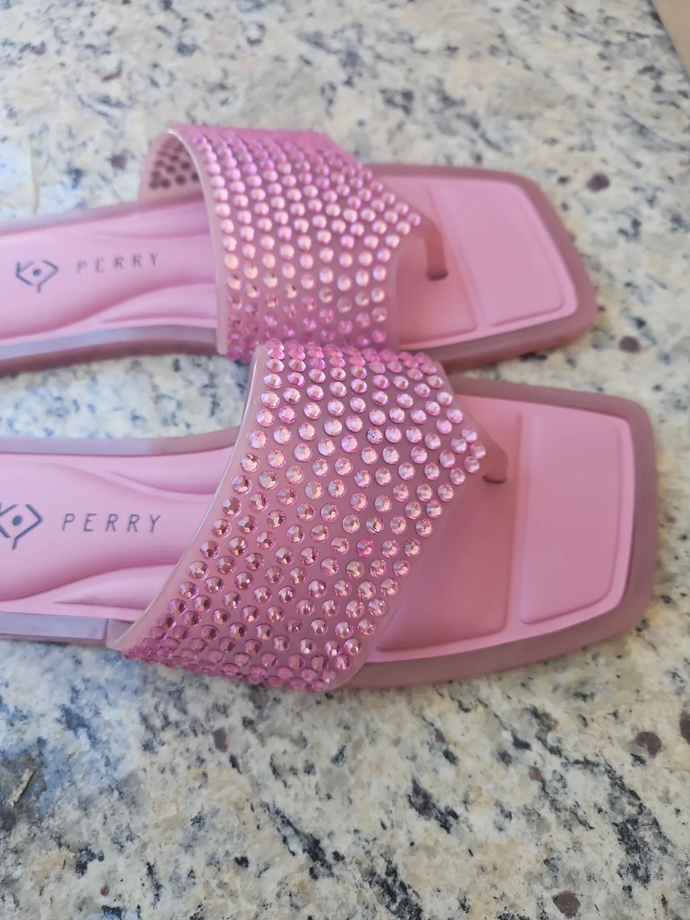 NEW IN BOX! Katy Perry Collections Pink Jeweled Slide Sandals - Picture 2 of 2